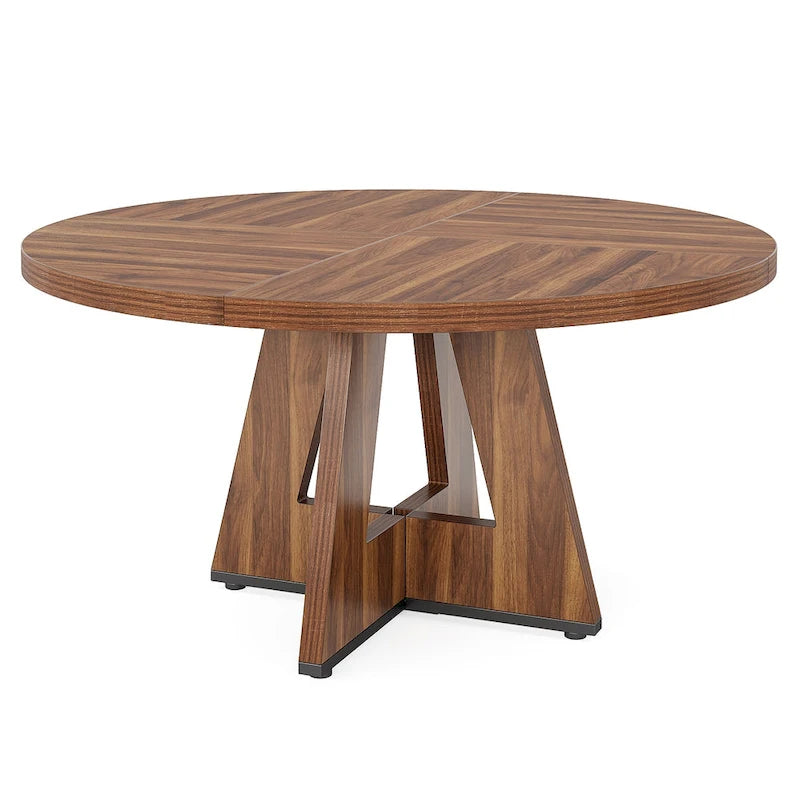 Table à manger ronde pour 4 personnes, table de cuisine de ferme de 119 cm