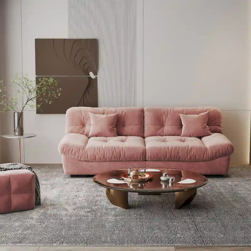 Canapé Sectionnel Moderne en Velours Sablé « Nuage » pour Salon