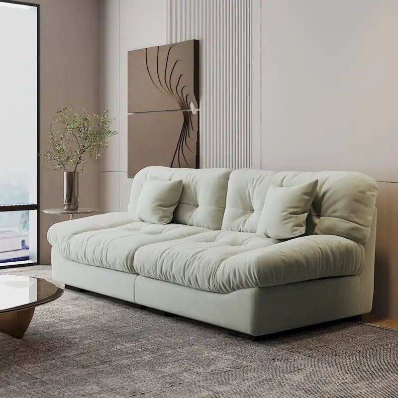 Canapé Sectionnel Moderne en Velours Sablé « Nuage » pour Salon
