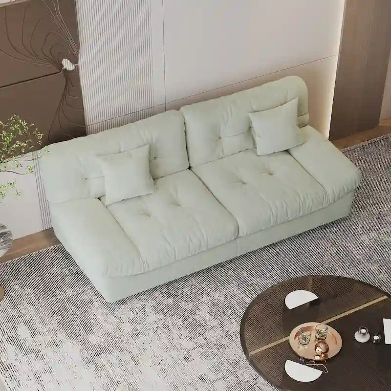 Canapé Sectionnel Moderne en Velours Sablé « Nuage » pour Salon