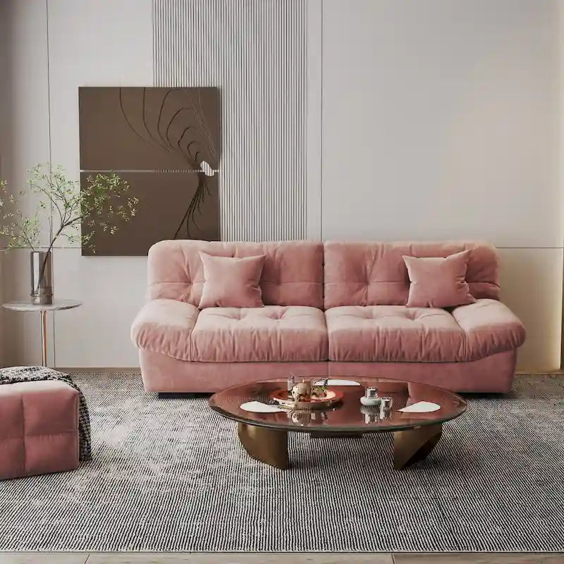 Canapé Sectionnel Moderne en Velours Sablé « Nuage » pour Salon