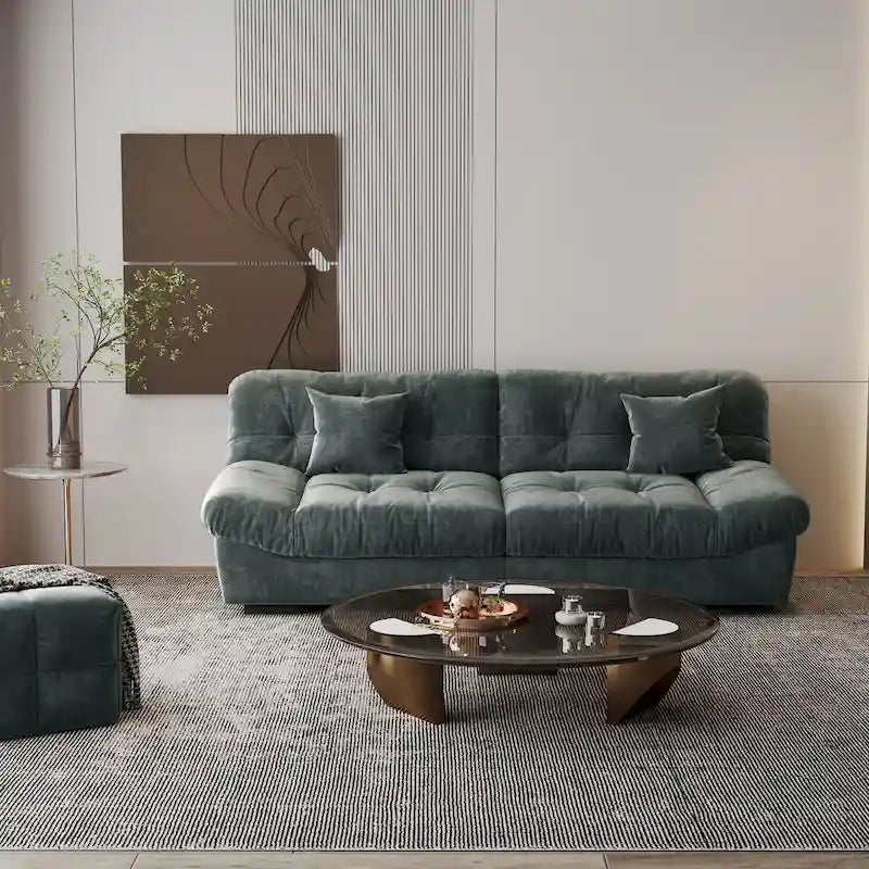 Canapé Sectionnel Moderne en Velours Sablé « Nuage » pour Salon
