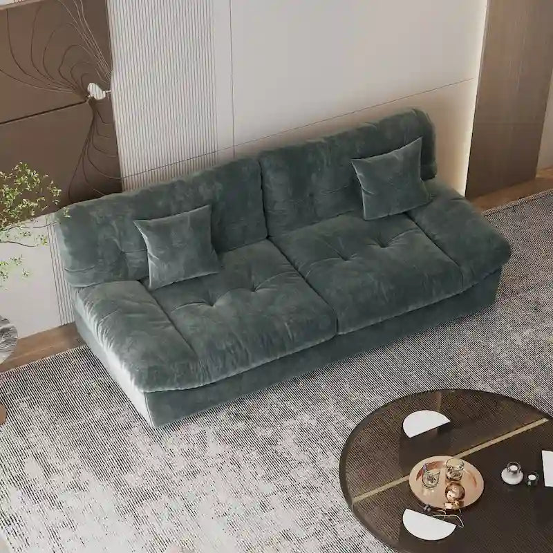 Canapé Sectionnel Moderne en Velours Sablé « Nuage » pour Salon