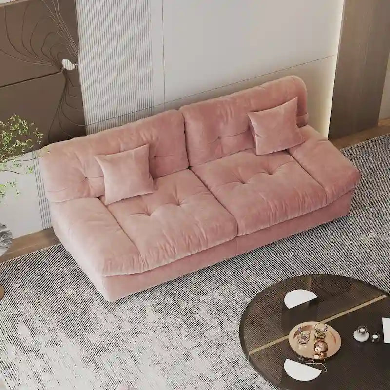 Canapé Sectionnel Moderne en Velours Sablé « Nuage » pour Salon
