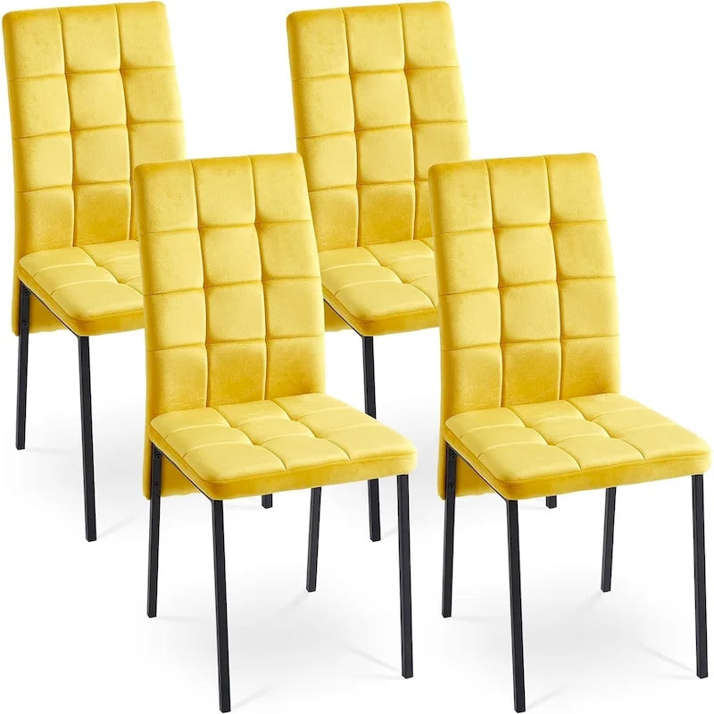 Chaise de salle à manger Howtai en velours capitonné à dossier haut