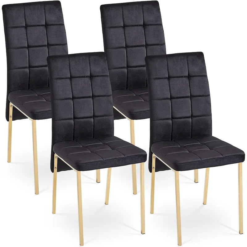 Chaise de salle à manger Howtai en velours capitonné à dossier haut