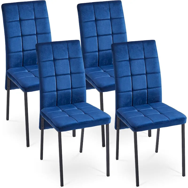 Chaise de salle à manger Howtai en velours capitonné à dossier haut