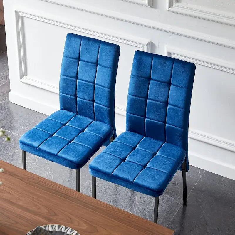 Chaise de salle à manger Howtai en velours capitonné à dossier haut