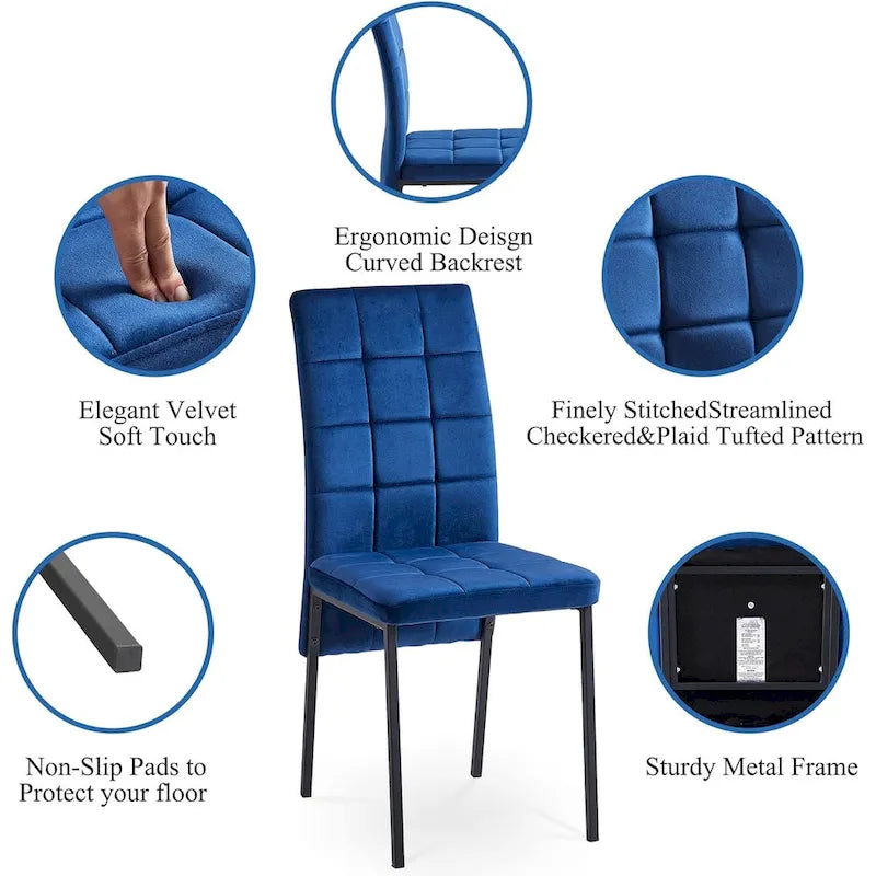 Chaise de salle à manger Howtai en velours capitonné à dossier haut
