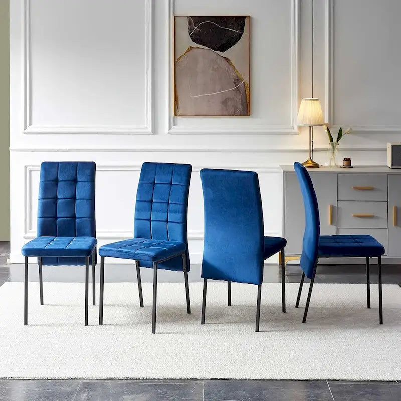 Chaise de salle à manger Howtai en velours capitonné à dossier haut