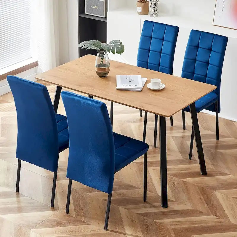 Chaise de salle à manger Howtai en velours capitonné à dossier haut