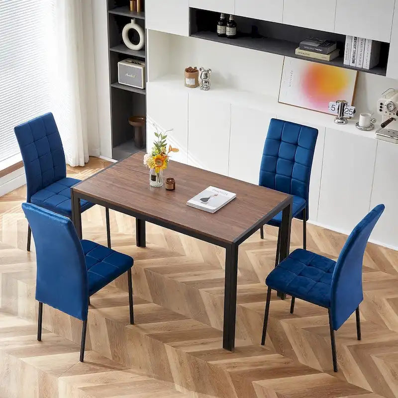 Chaise de salle à manger Howtai en velours capitonné à dossier haut