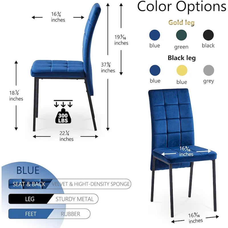 Chaise de salle à manger Howtai en velours capitonné à dossier haut