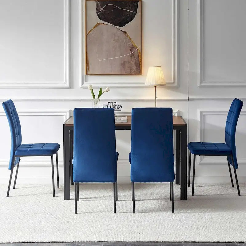 Chaise de salle à manger Howtai en velours capitonné à dossier haut