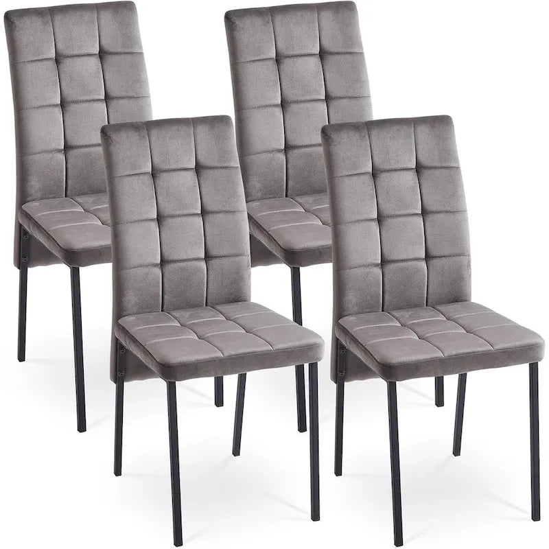 Chaise de salle à manger Howtai en velours capitonné à dossier haut