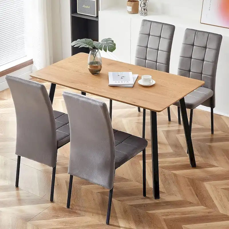 Chaise de salle à manger Howtai en velours capitonné à dossier haut