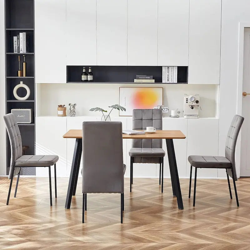 Chaise de salle à manger Howtai en velours capitonné à dossier haut