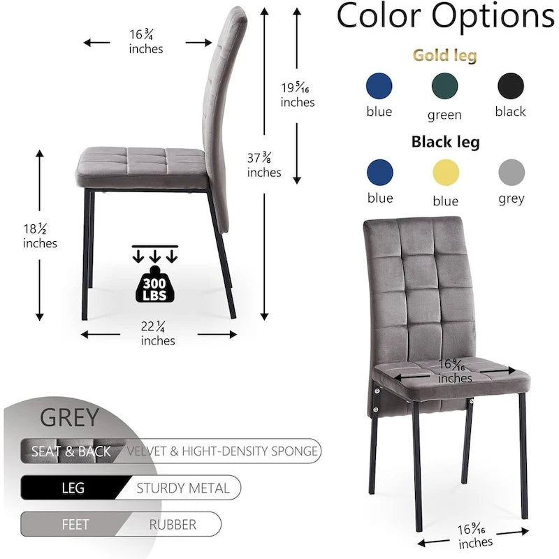 Chaise de salle à manger Howtai en velours capitonné à dossier haut