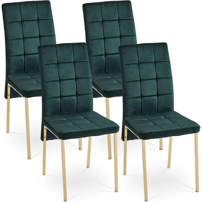 Chaise de salle à manger Howtai en velours capitonné à dossier haut