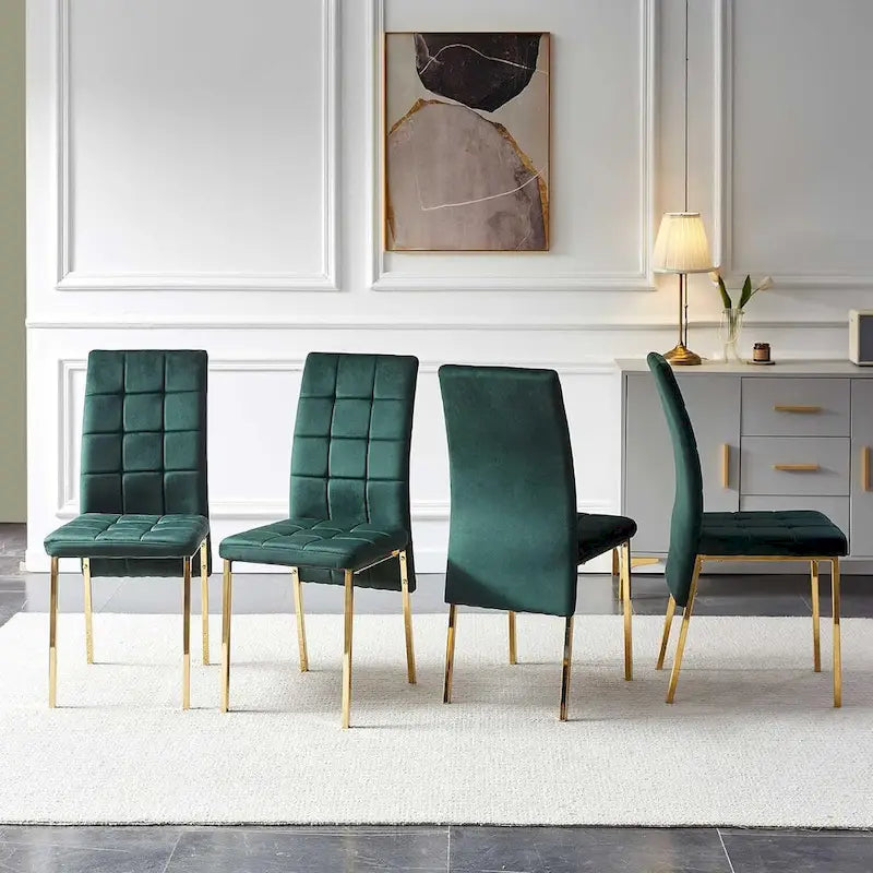 Chaise de salle à manger Howtai en velours capitonné à dossier haut