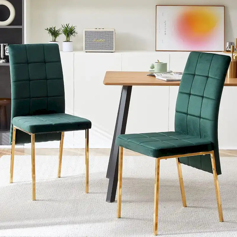 Chaise de salle à manger Howtai en velours capitonné à dossier haut
