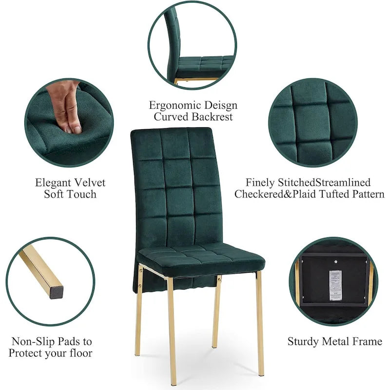 Chaise de salle à manger Howtai en velours capitonné à dossier haut