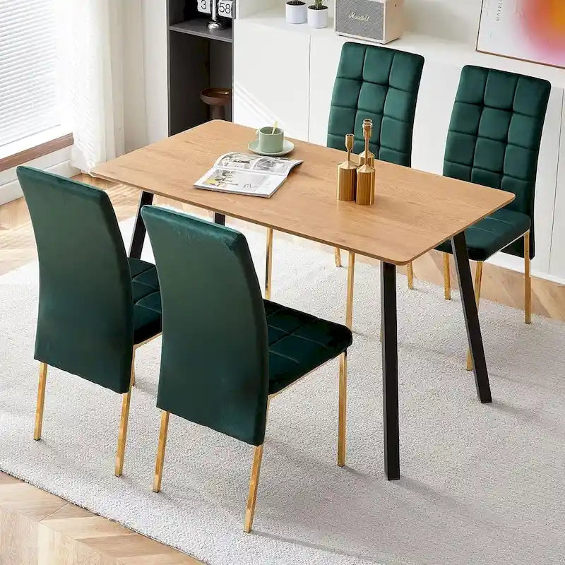 Chaise de salle à manger Howtai en velours capitonné à dossier haut