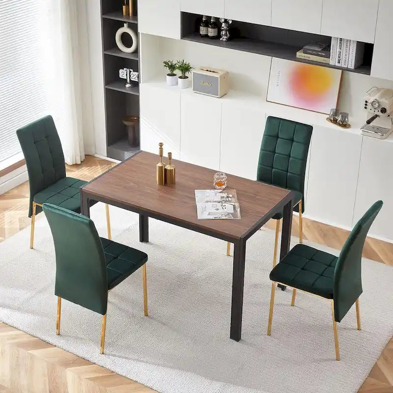 Chaise de salle à manger Howtai en velours capitonné à dossier haut