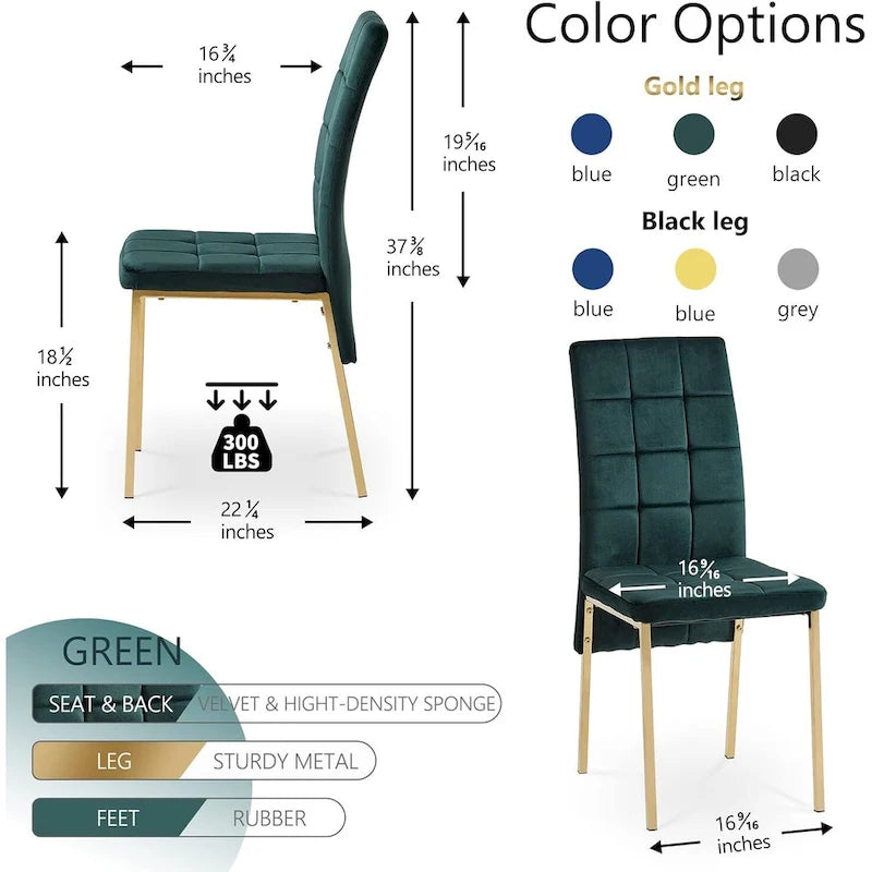 Chaise de salle à manger Howtai en velours capitonné à dossier haut