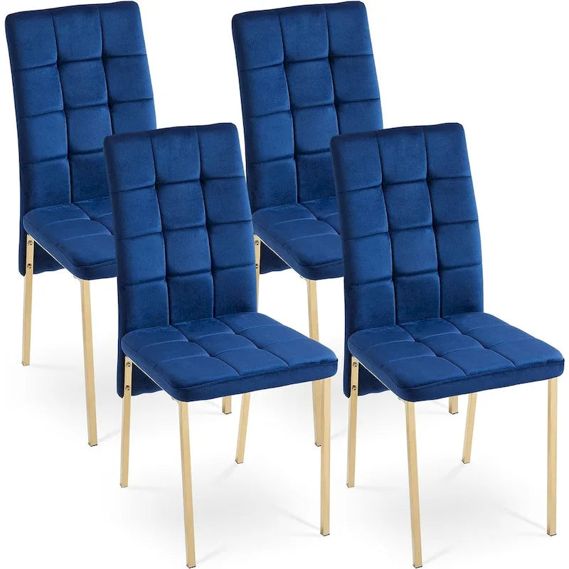 Chaise de salle à manger Howtai en velours capitonné à dossier haut