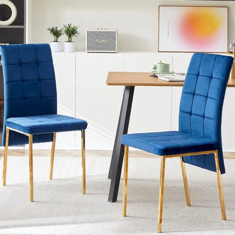 Chaise de salle à manger Howtai en velours capitonné à dossier haut