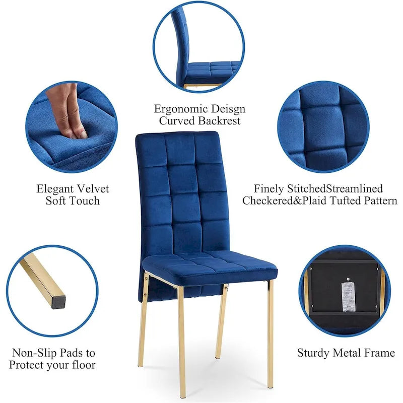 Chaise de salle à manger Howtai en velours capitonné à dossier haut