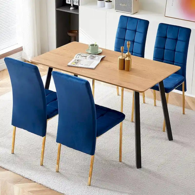 Chaise de salle à manger Howtai en velours capitonné à dossier haut