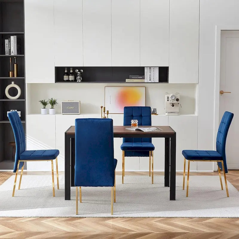 Chaise de salle à manger Howtai en velours capitonné à dossier haut