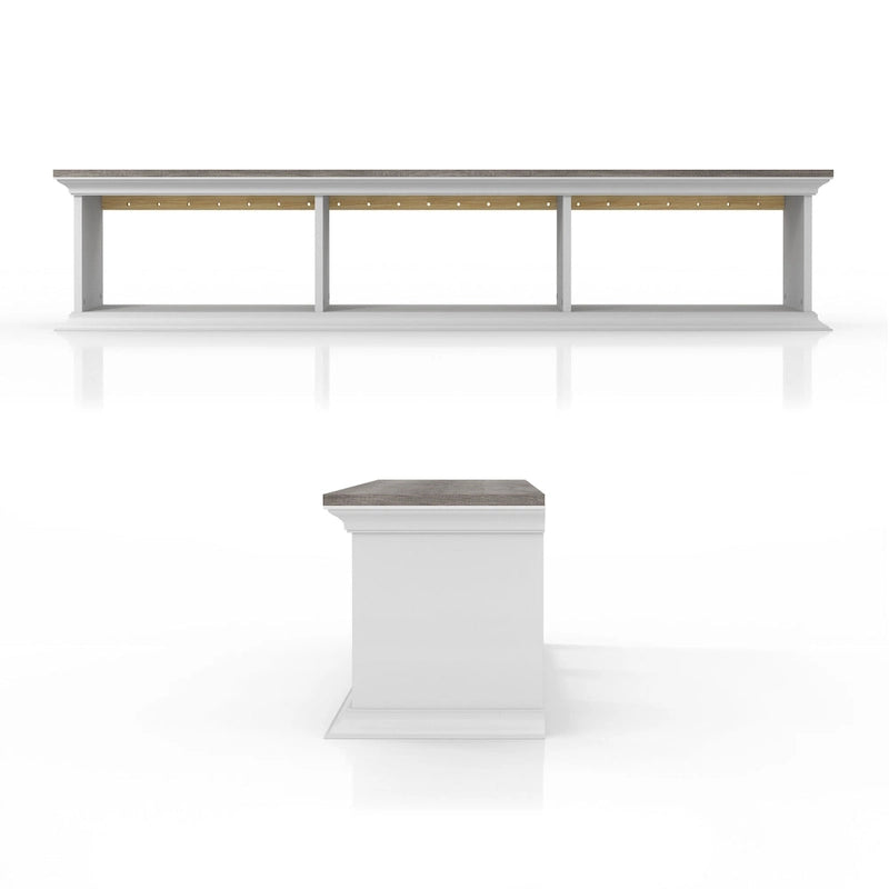 Meuble TV flottant Denhour DH BASIC blanc transitionnel 63 pouces à 3 étagères