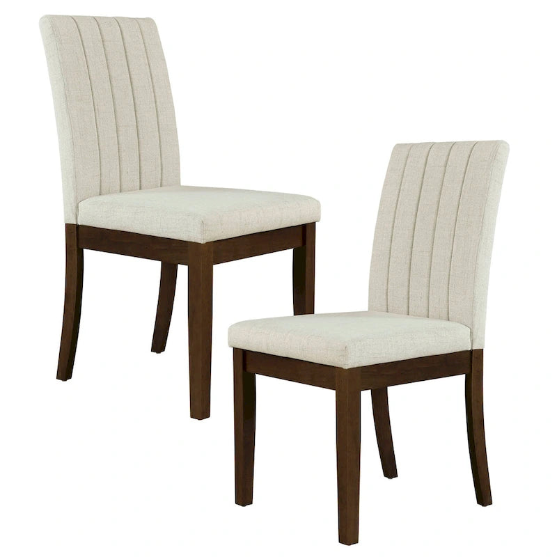 510 Design Everly Chaise de salle à manger capitonnée à dossier cannelé (Lot de 2)