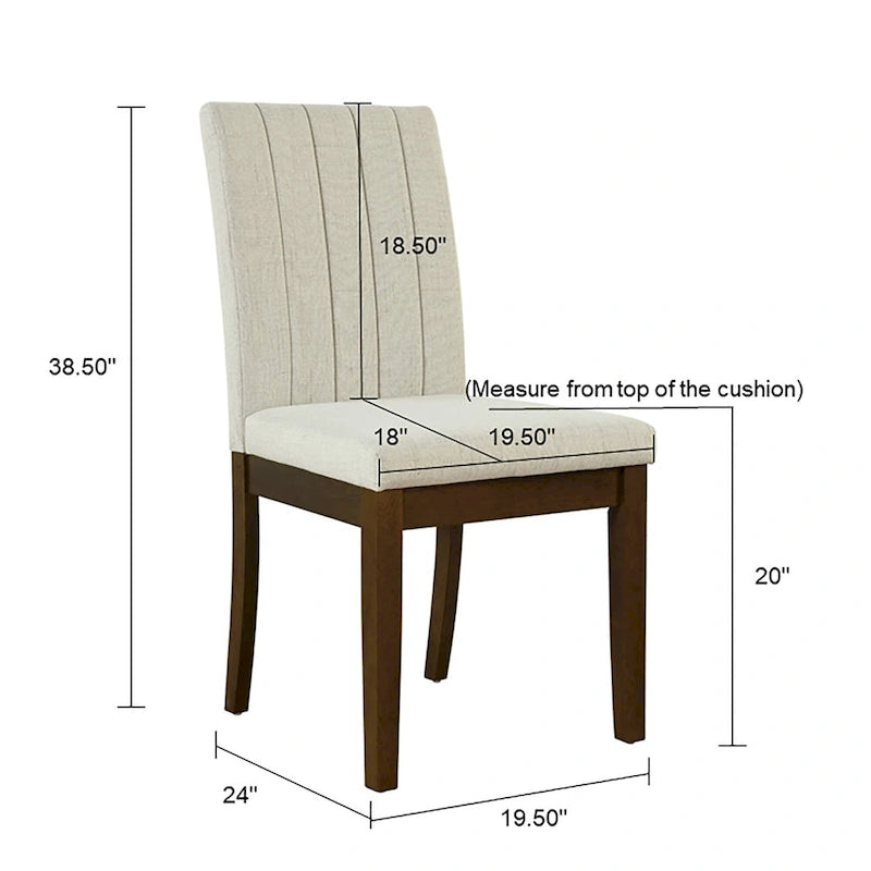 510 Design Everly Chaise de salle à manger capitonnée à dossier cannelé (Lot de 2)