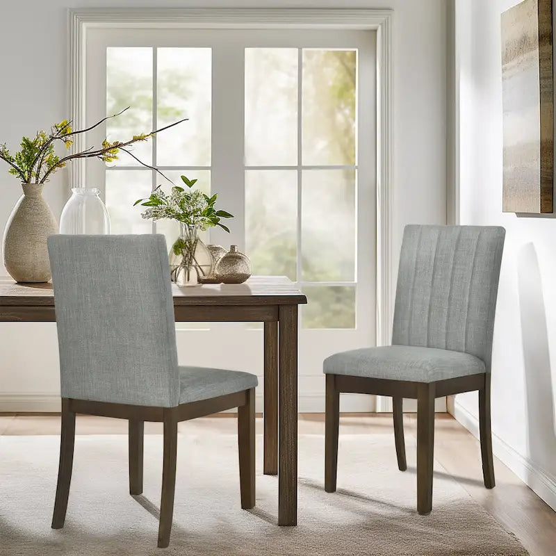 510 Design Everly Chaise de salle à manger capitonnée à dossier cannelé (Lot de 2)
