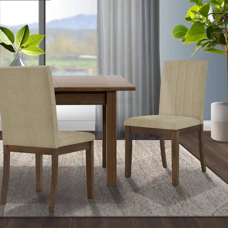 510 Design Everly Chaise de salle à manger capitonnée à dossier cannelé (Lot de 2)