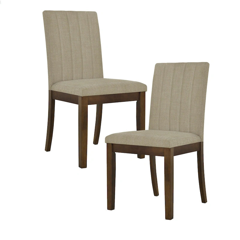 510 Design Everly Chaise de salle à manger capitonnée à dossier cannelé (Lot de 2)