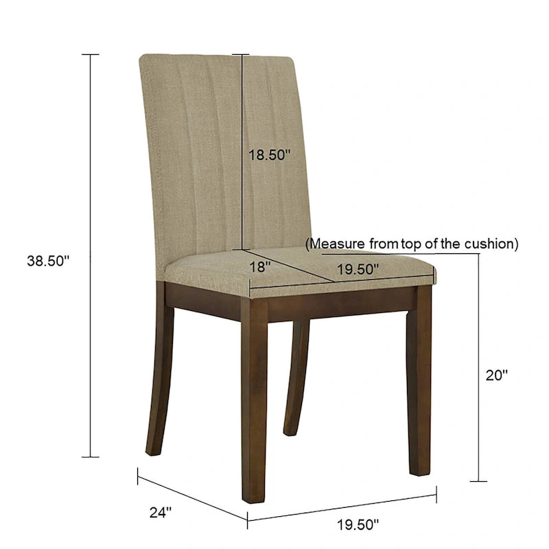 510 Design Everly Chaise de salle à manger capitonnée à dossier cannelé (Lot de 2)