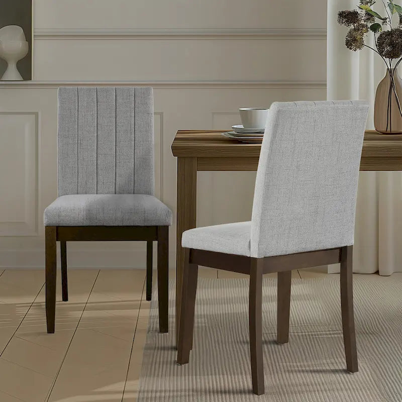 510 Design Everly Chaise de salle à manger capitonnée à dossier cannelé (Lot de 2)