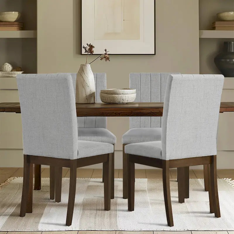 510 Design Everly Chaise de salle à manger capitonnée à dossier cannelé (Lot de 2)