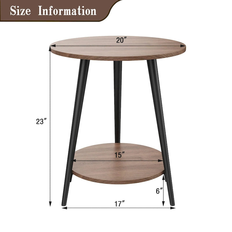 Table d'appoint ronde moderne blanche pour salon chambre à coucher, table de chevet avec plateau en faux marbre à 2 niveaux