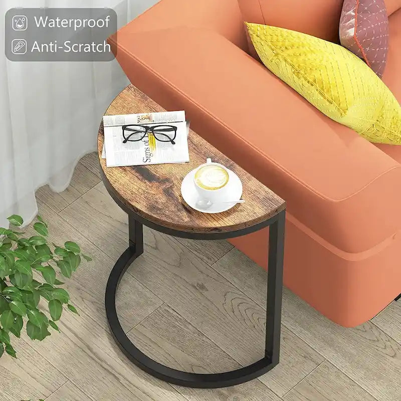 Table d'appoint demi-ronde, Table d'appoint étroite, Table basse fine pour canapé