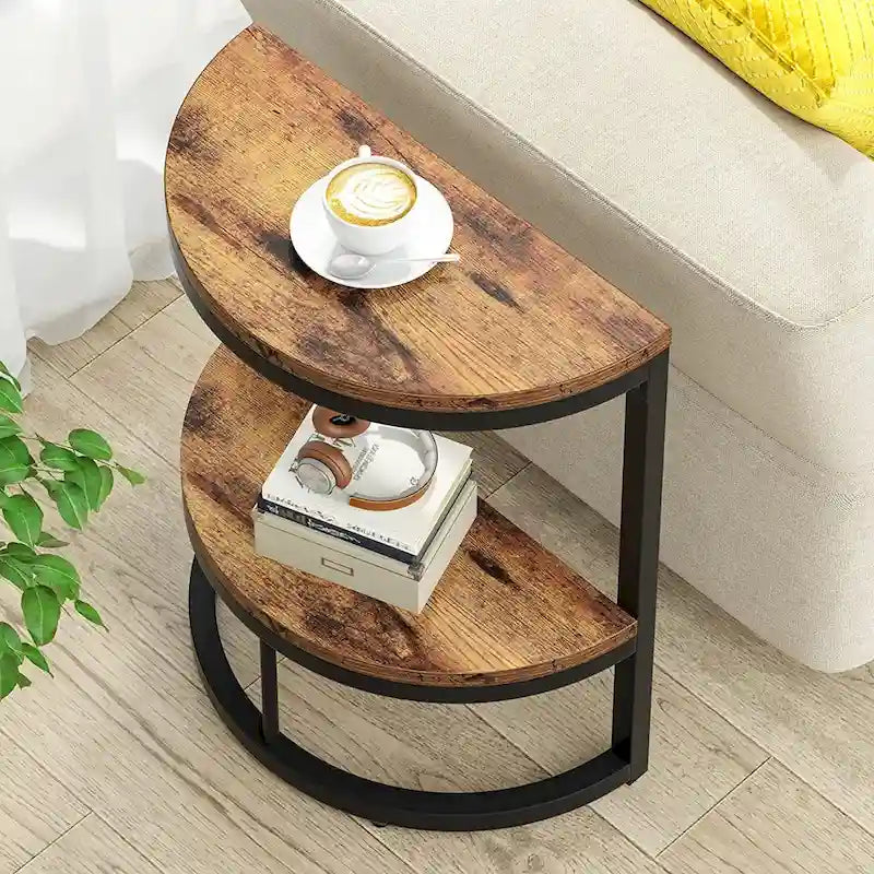 Table d'appoint demi-ronde, Table d'appoint étroite, Table basse fine pour canapé