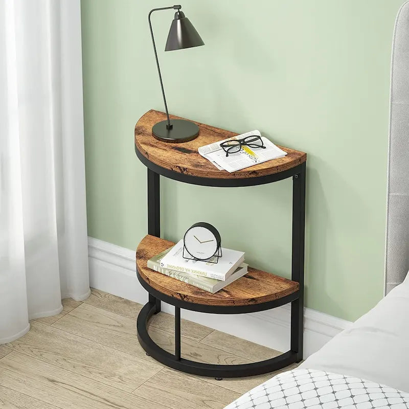Table d'appoint demi-ronde, Table d'appoint étroite, Table basse fine pour canapé