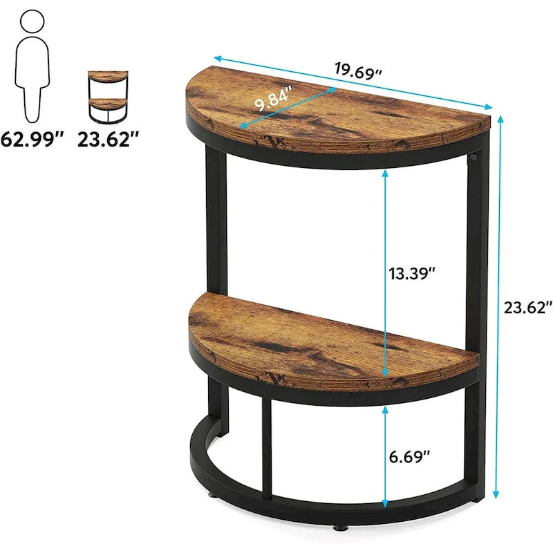 Table d'appoint demi-ronde, Table d'appoint étroite, Table basse fine pour canapé
