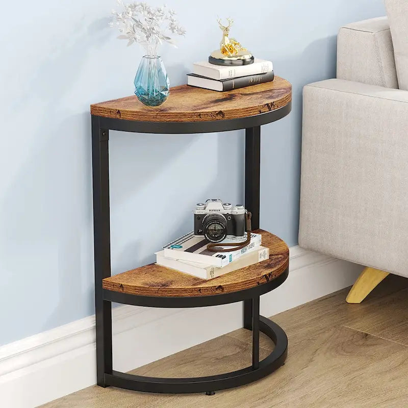 Table d'appoint demi-ronde, Table d'appoint étroite, Table basse fine pour canapé
