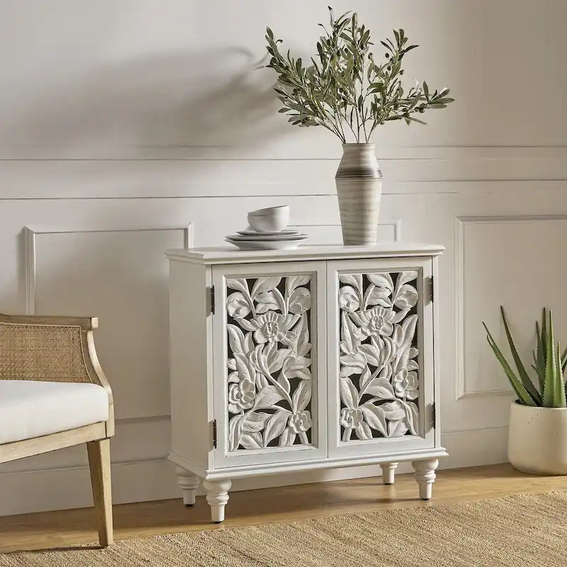 Meuble d'appoint Alban Traditional 32" avec porte creuse et lumière LED par HULALA HOME